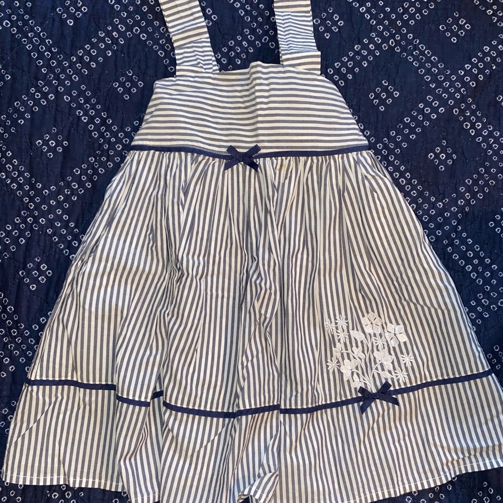 Blue stripe toddler girl dress